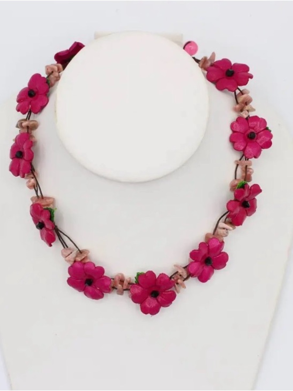 Handmade Pink Floral Necklace - Women Jewelry